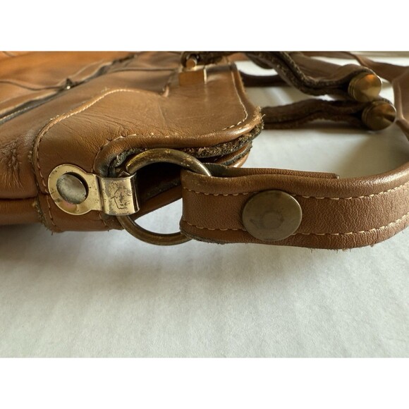 Vintage Jean Fogel Paris Rooster logo Tan Double Strap Handbag Purse 1970s HTF - Picture 12 of 16